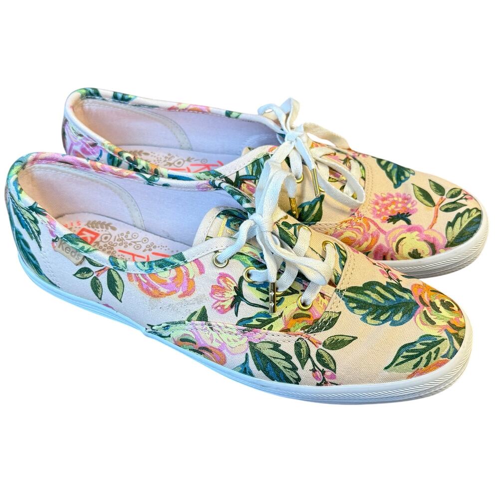 Keds x Rifle Paper Co Sneakers Floral Lace Up Canvas Shoe Pink Women’s Size 6.5